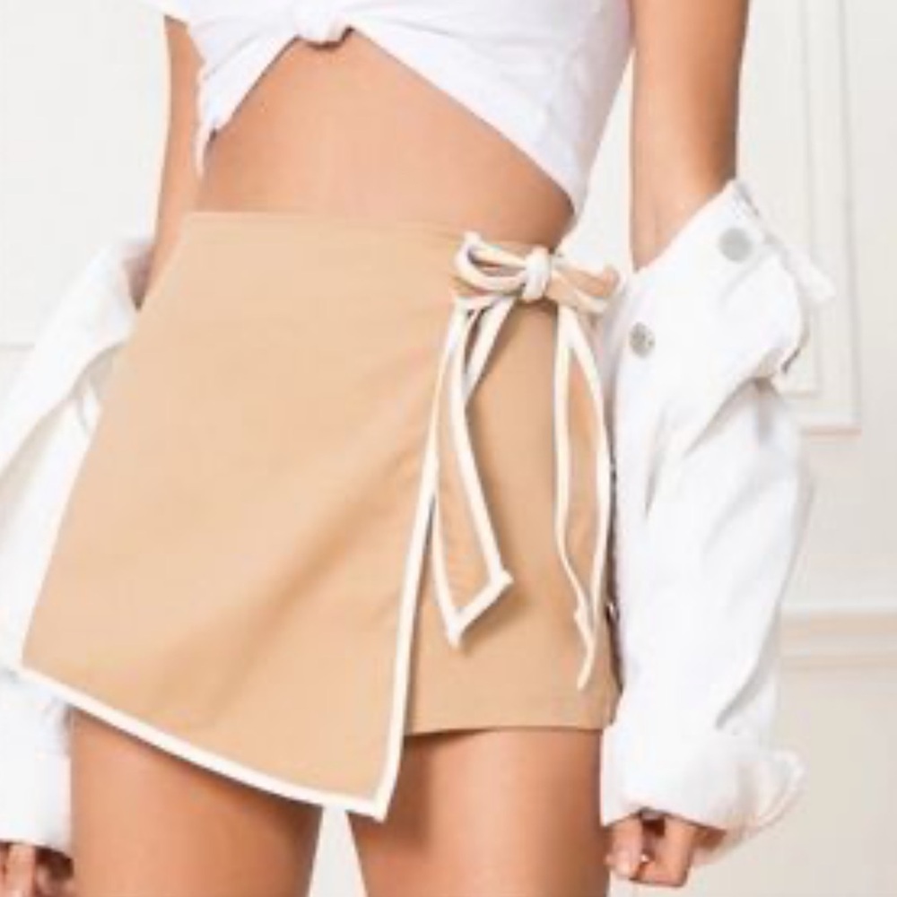Superdown Tan Wrap Skort
